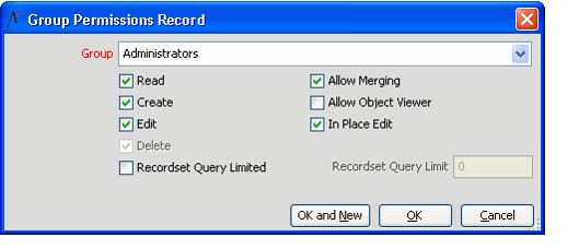 Entity Group Permissions Record