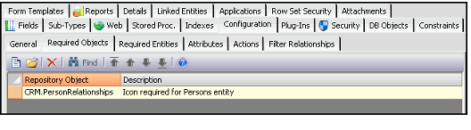 Required Objects SubTab