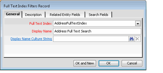 Entity Full Text Filters Form General Tab
