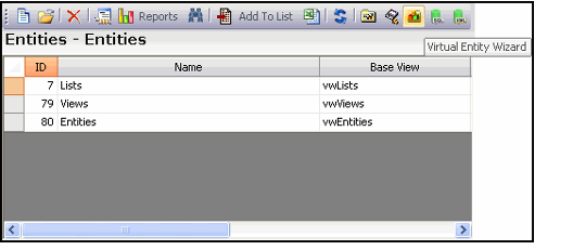 Launching the Virtual Entity Wizard