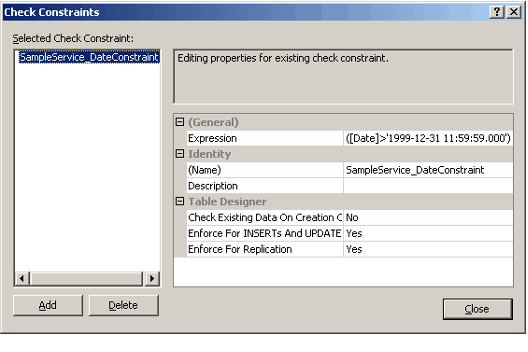 SQL Server Check Constraint