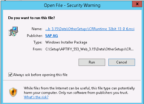 SAP Crystal Reports Installation Dialog