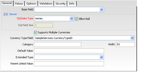 Configuring Money Field